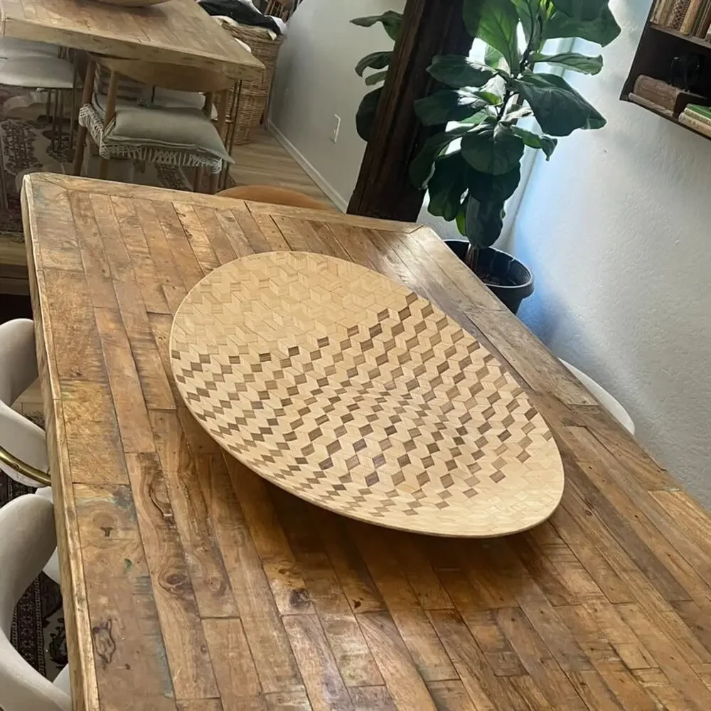 00's IKEA Sweden Bamboo XXL Tray Design by Nicolas Cortolezzi Modern Geometric